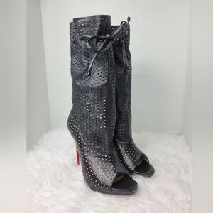 Christian Louboutin Sandalen Jennifer Womens Boots Size 5 Leather Tie Booties